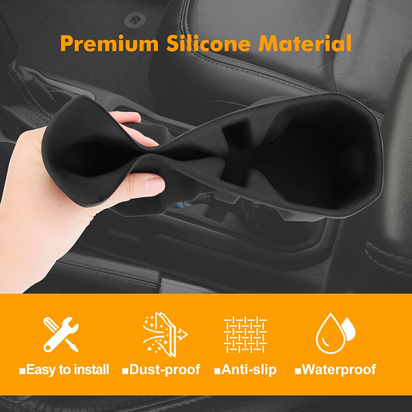 MAIKER Cup Holder Coaster Compatible with 2018-2024 Jeep Wrangler JL JLU 4XE & 2020-2024 Gladiator JT 2/4 Door, Silicone Cup Holder Mat Pad Insert CupHolder Liner