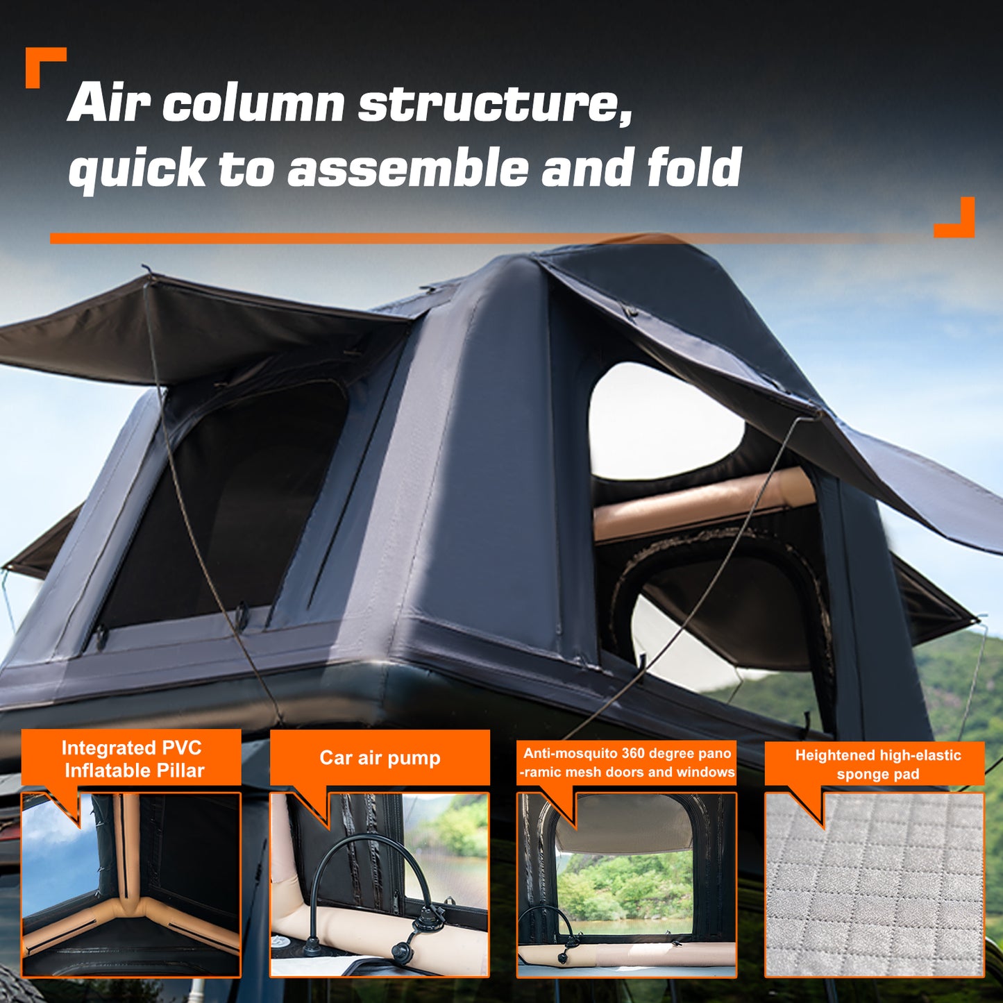 3 in 1 Multifunctional Rooftop Overland Water Camping Inflatable Waterproof Tent With Ladder (SUVS / Jeep / Bronco / Trucks)