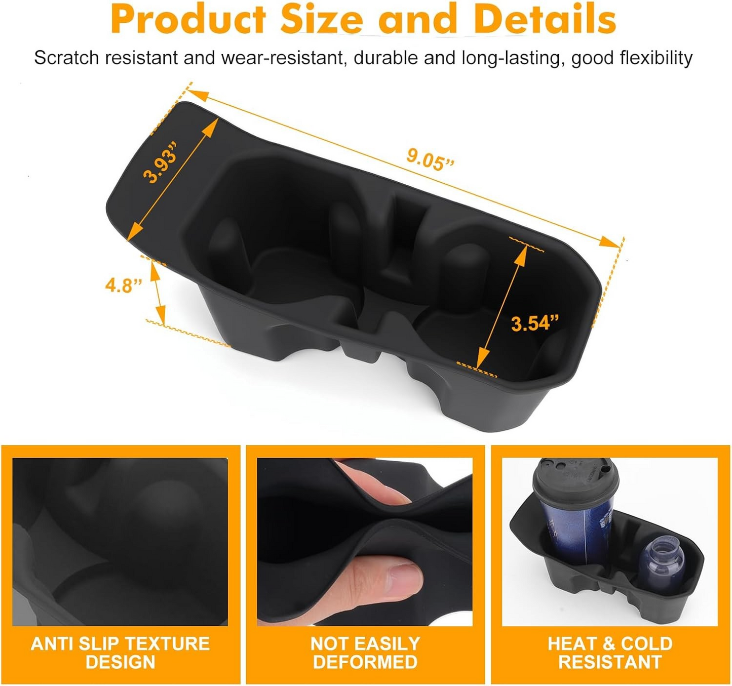 MAIKER Cup Holder Coaster Compatible with 2018-2024 Jeep Wrangler JL JLU 4XE & 2020-2024 Gladiator JT 2/4 Door, Silicone Cup Holder Mat Pad Insert CupHolder Liner