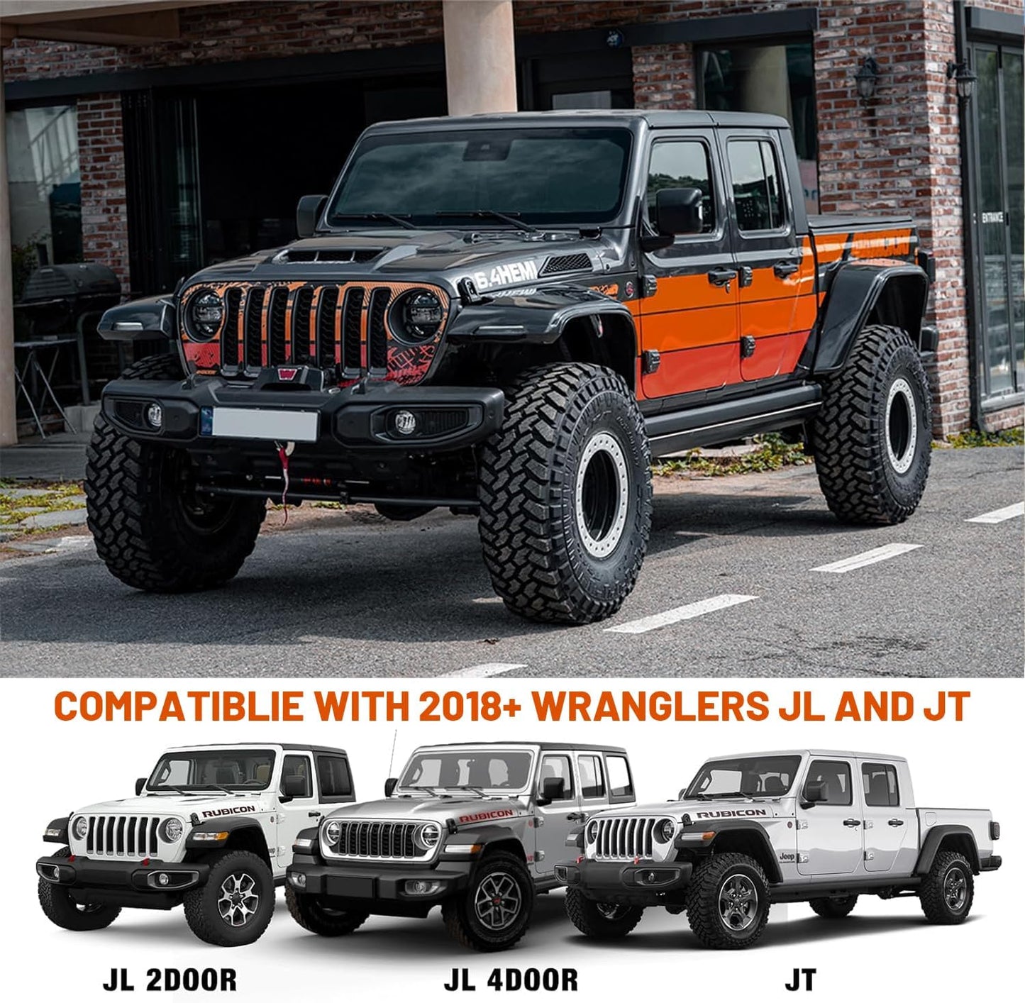 Space Capsule Vented Hood Compatible with 2018-2026 Jeep Wrangler JL JLU & 2020-2026 Gladiator JT, Paintable Steel Replacement Hood, Black Primer