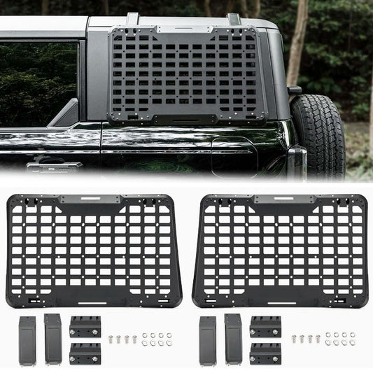 Rear Window Molle Storage Panel Flank Kit, Heavy Duty Protective Decoration Compatible with Ford Bronco 2021 2022 2023 2024 4-Door, Compatible with Passenger side, Aluminum Alloy Off-Road Tool Holder