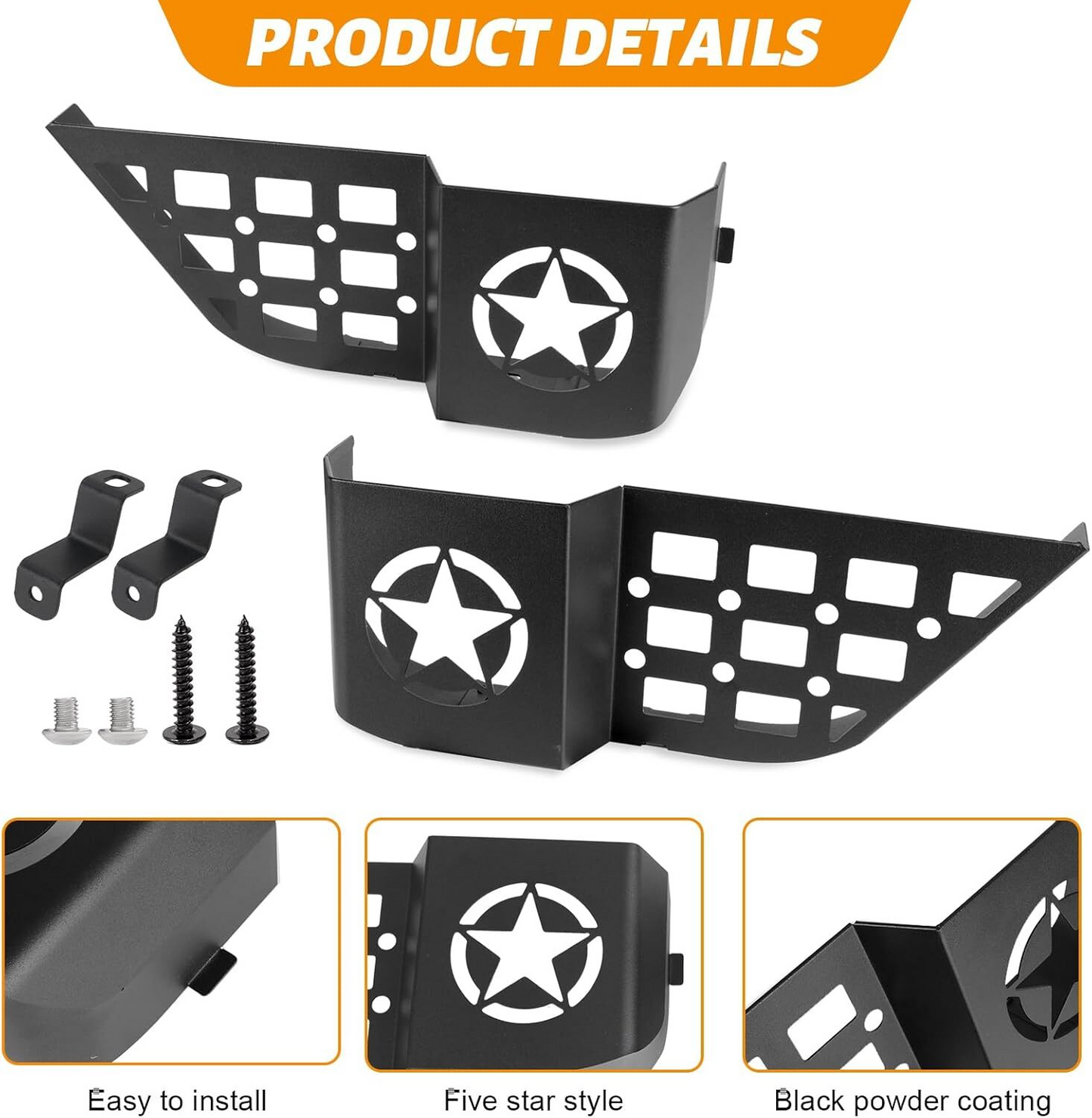 FUNY Rear door storage box Compatible with 2018-2025 Jeep Wrangler JL JLU & Gladiator JT, Door Side Insert Organizer Box Metal Door Net Pocket ReplacementDoor Organizer Panel, 2PCs