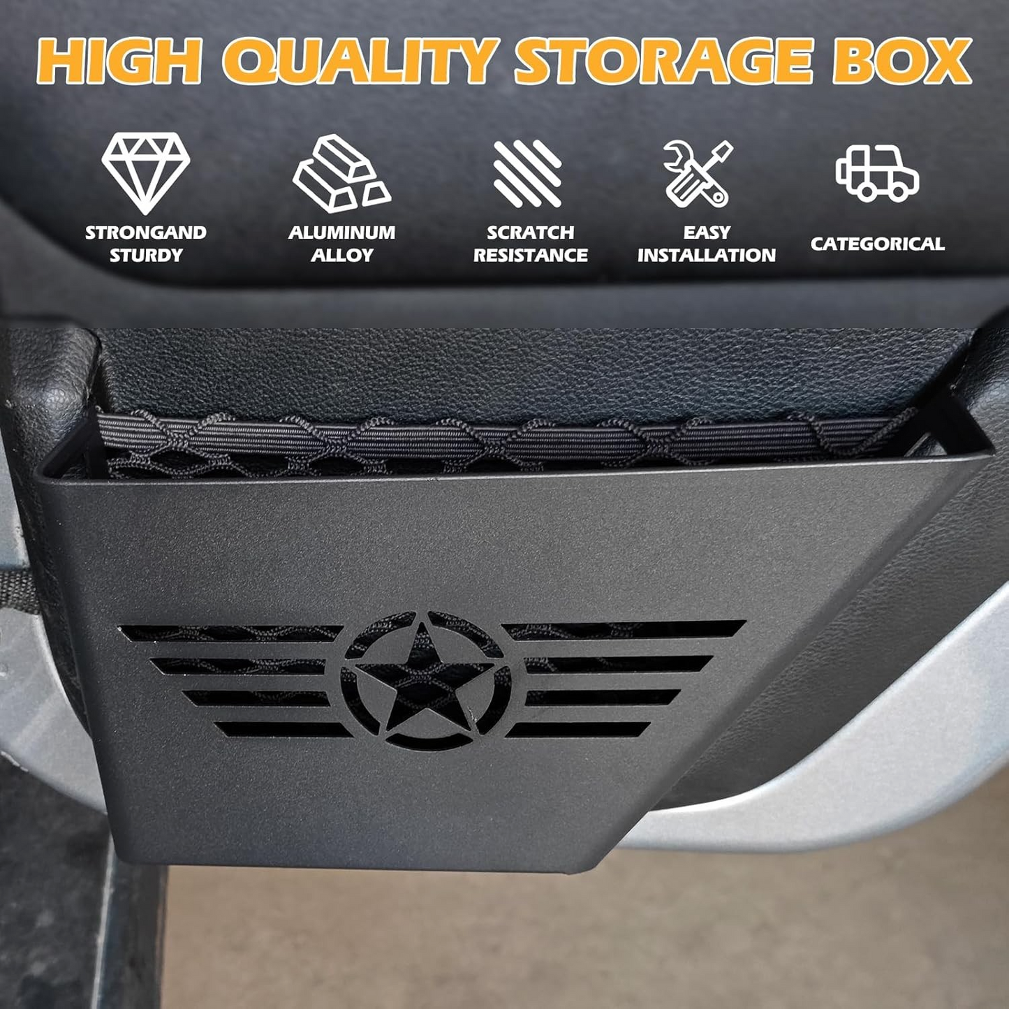 FUNY Metal Rear Door Storage Box, Door Side Insert Organizer Box Pockets for 2007-2018 Jeep Wrangler JK JKU 4 Door 2pcs