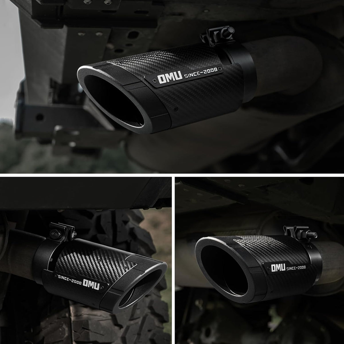 OMU Genesis Series Exhaust Tail Pipe Tip For Jeep Wrangler JK JL, Exterior Rear Tail Muffler Tip Pipe, Direct Fit Tailpipe Cover