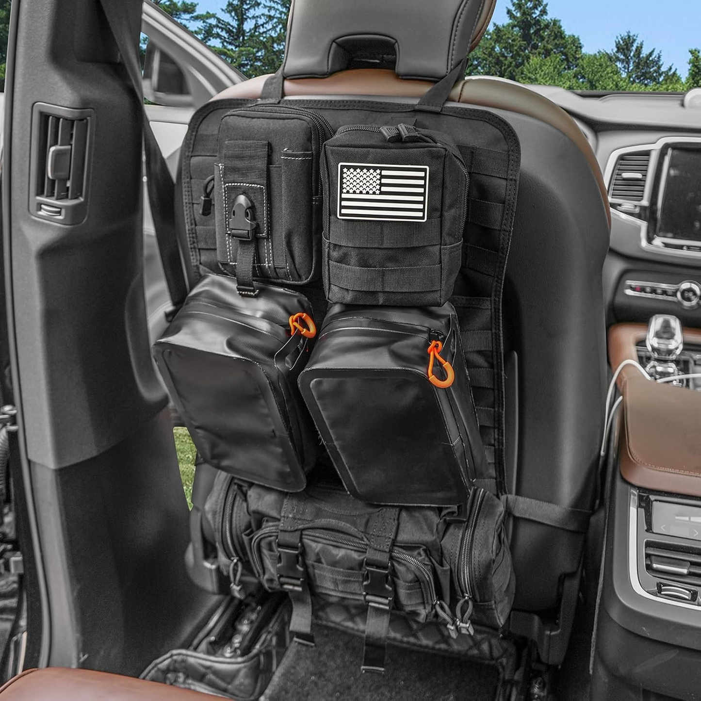 MAIKER Seat Tactical Bag with 2-piece Waterproof Bag Style 3-piece Universal Tactical Car Seat Back Organizer Vehicle Storage Bag with Multi-Pocket