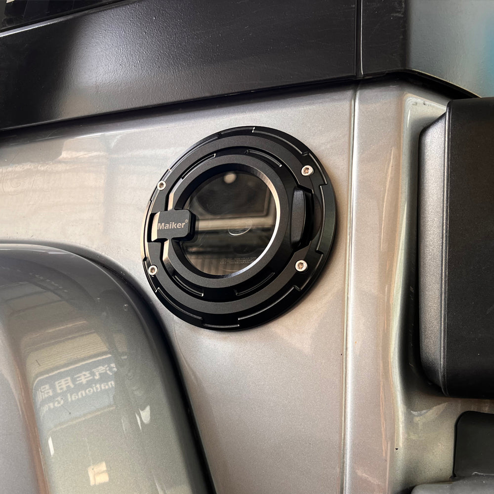 MAIKER Tapa transparente para tanque de gasolina para Jeep Wrangler JL 2018-2023, 2 puertas, 4 puertas, Rubicon Sahara JK 2017-2023, aluminio
