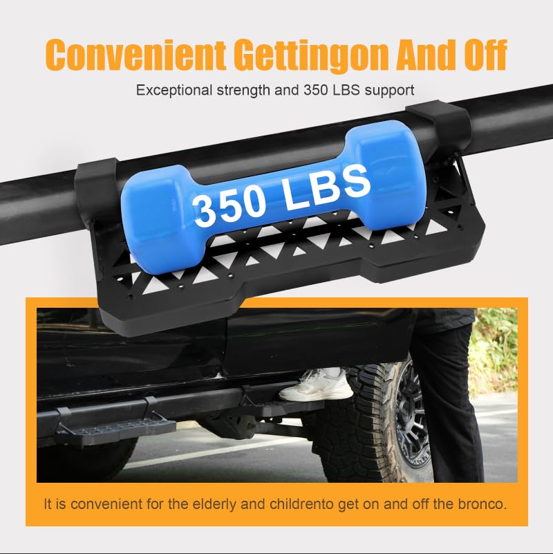 Rust-Resistant Powder Coating Metal Running Boards (21-24 Ford Bronco)