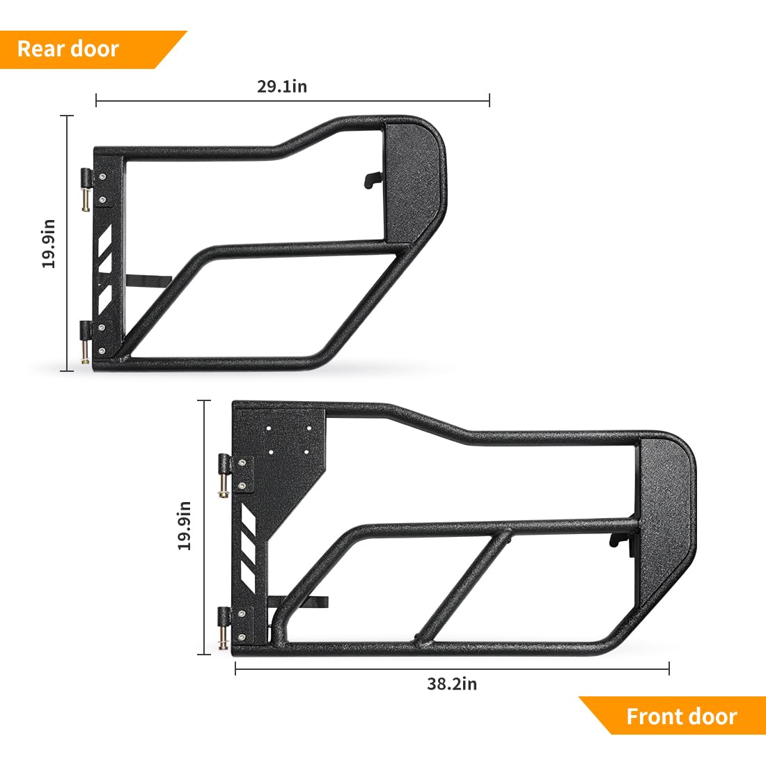 Tubular Half 4 Doors with Side View Mirrors, Off-Road Steel Doors for Summer Trail Adventure(18-24 Jeep wrangler JL JLU, 20-24 Gladiator JT)
