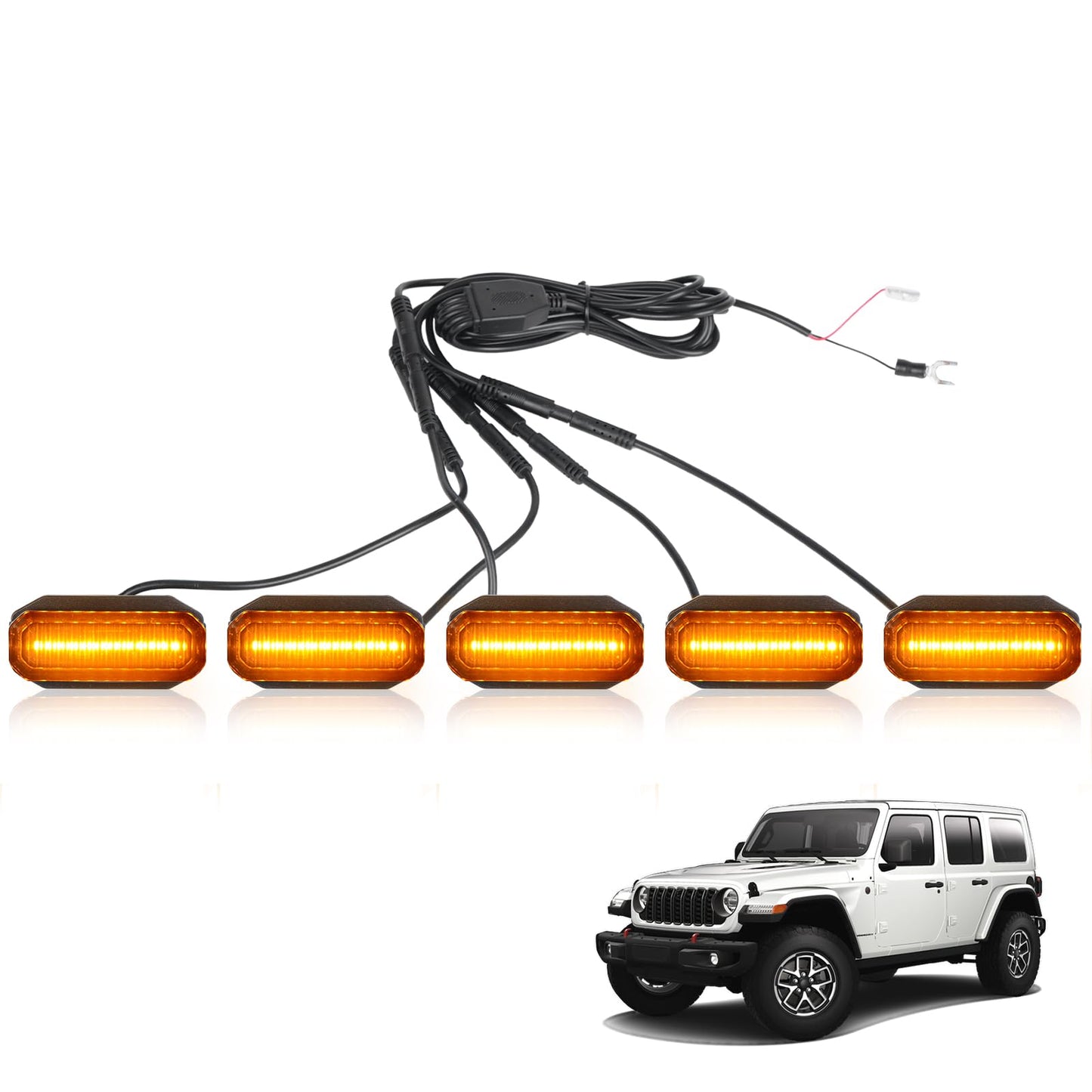 5PCS Amber LED Grille Lights (24-25 Jeep Wrangler JL JLU & Gladiator JT)