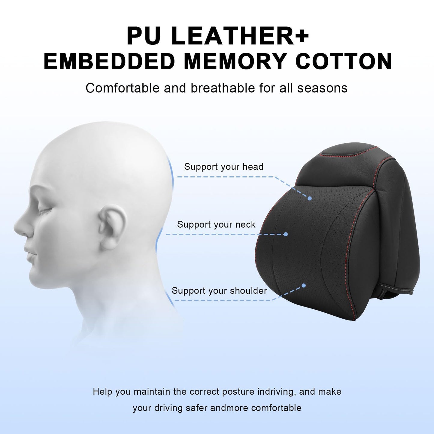 Red Side Rope Softness Driver Front Seat Headrest Neck Pillow (18-24 Jeep Wrangler JL 4 Doo & Gladiator JT)