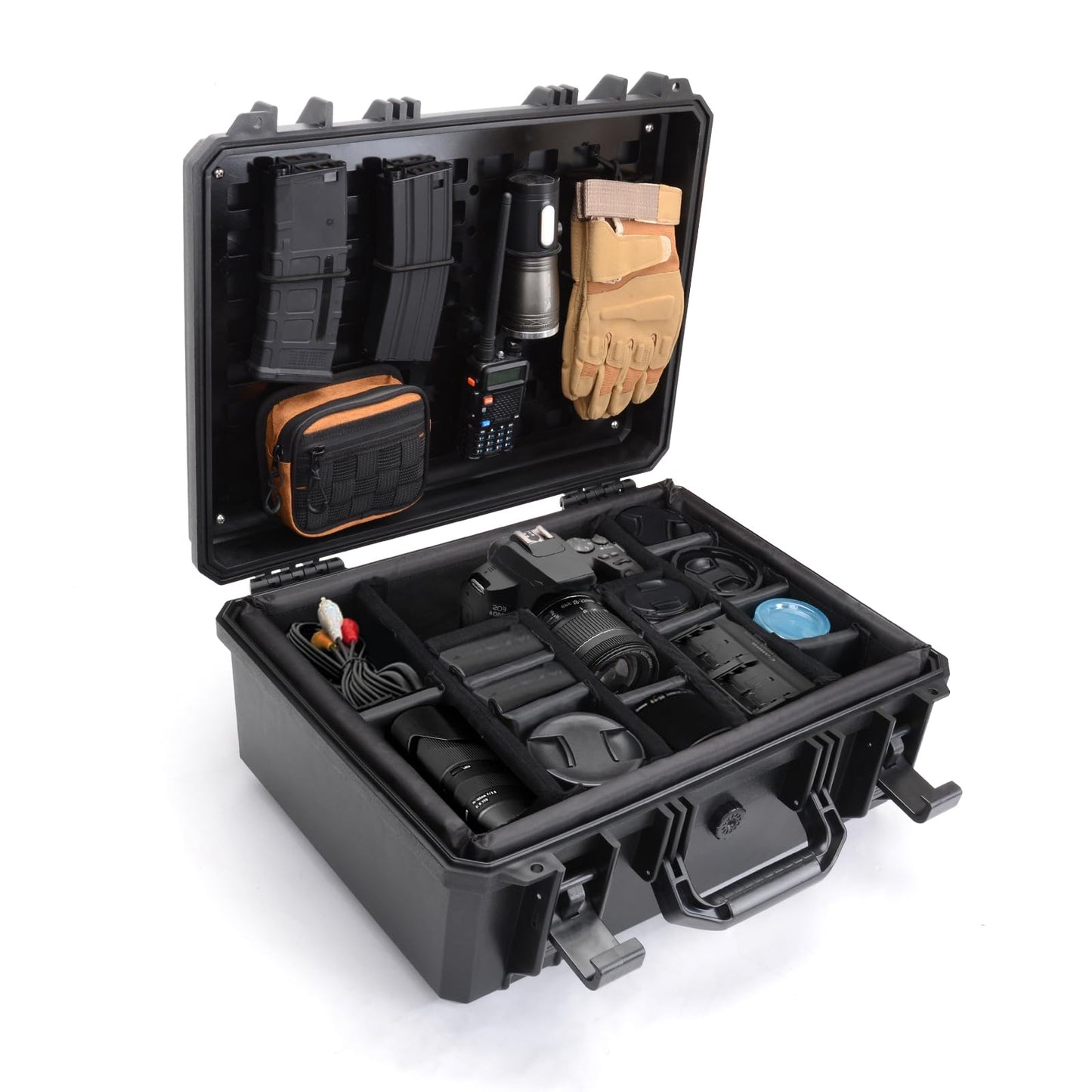 Waterproof Hard Case with MOLLE System - Portable Tactical Storage Box for Cameras, Drones, Hunting, Military