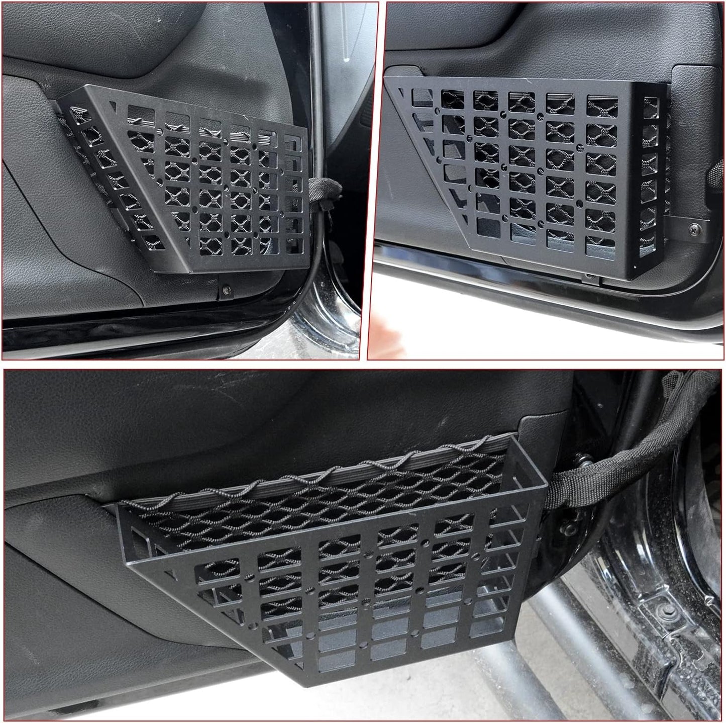 Stainless Steel Metal Front Door Storage Pockets, Door Side Insert Organizer Box for 2007-2018 Jeep Wrangler JK JKU, Black, Latest Upgraded