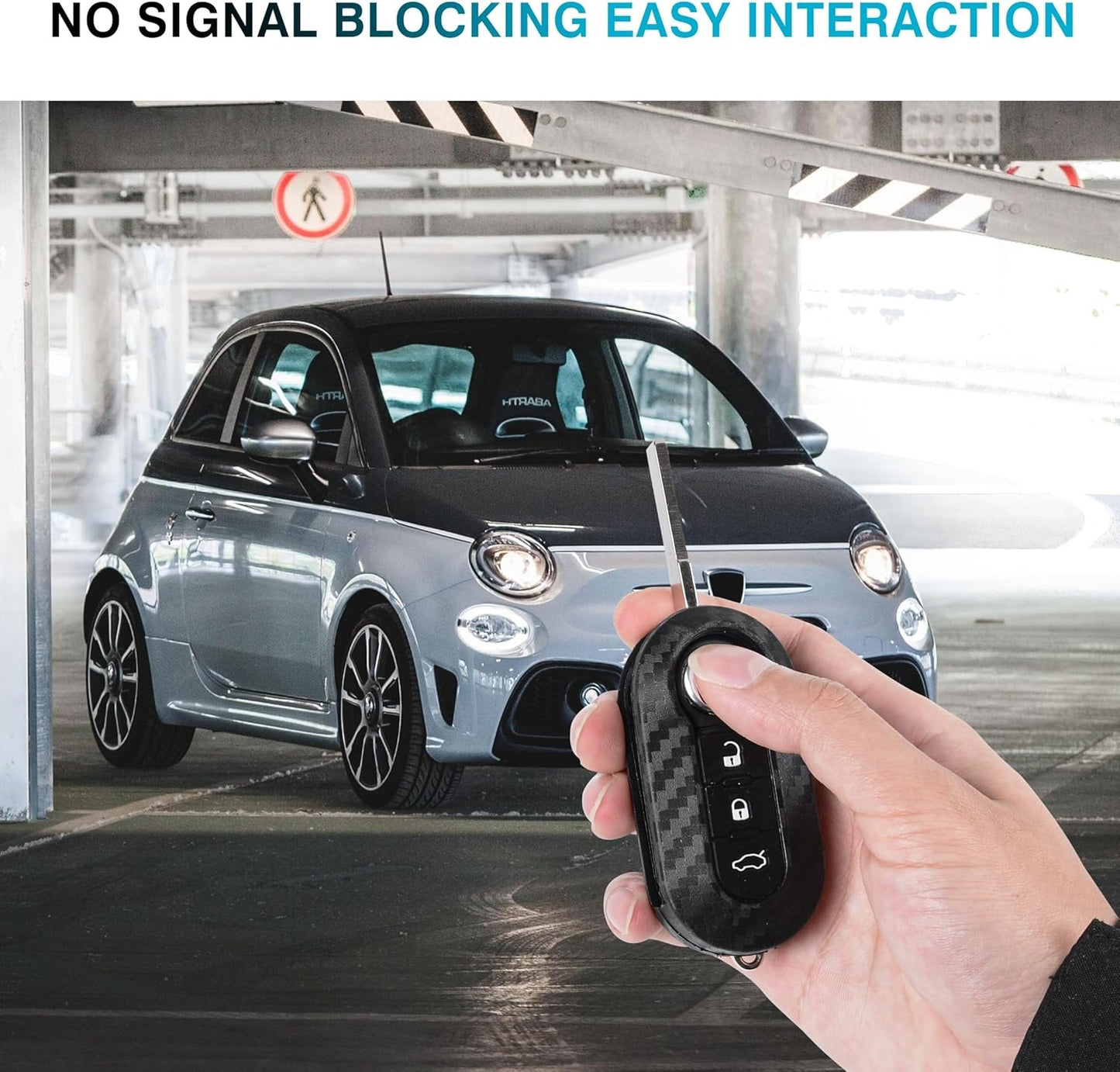 Carbon Fibre Key Case Suitable for Fiat 500 Punto Panda 3 Buttons Black Key Case Key Fob Cover, d'Alene to