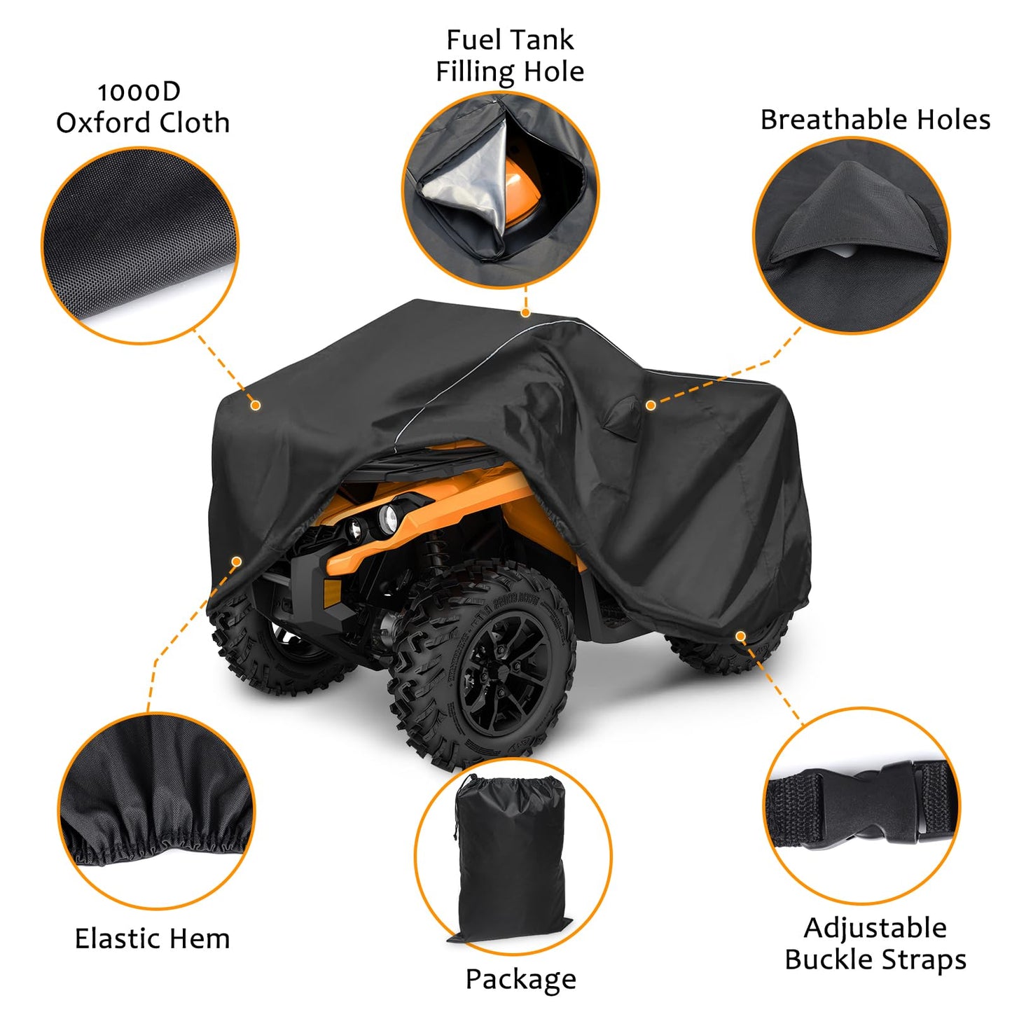 1000D ATV All-Weather Protection Waterproof Heavy Duty Oxford 4 Wheeler Cover (Polaris Yamaha Suzuki Honda)