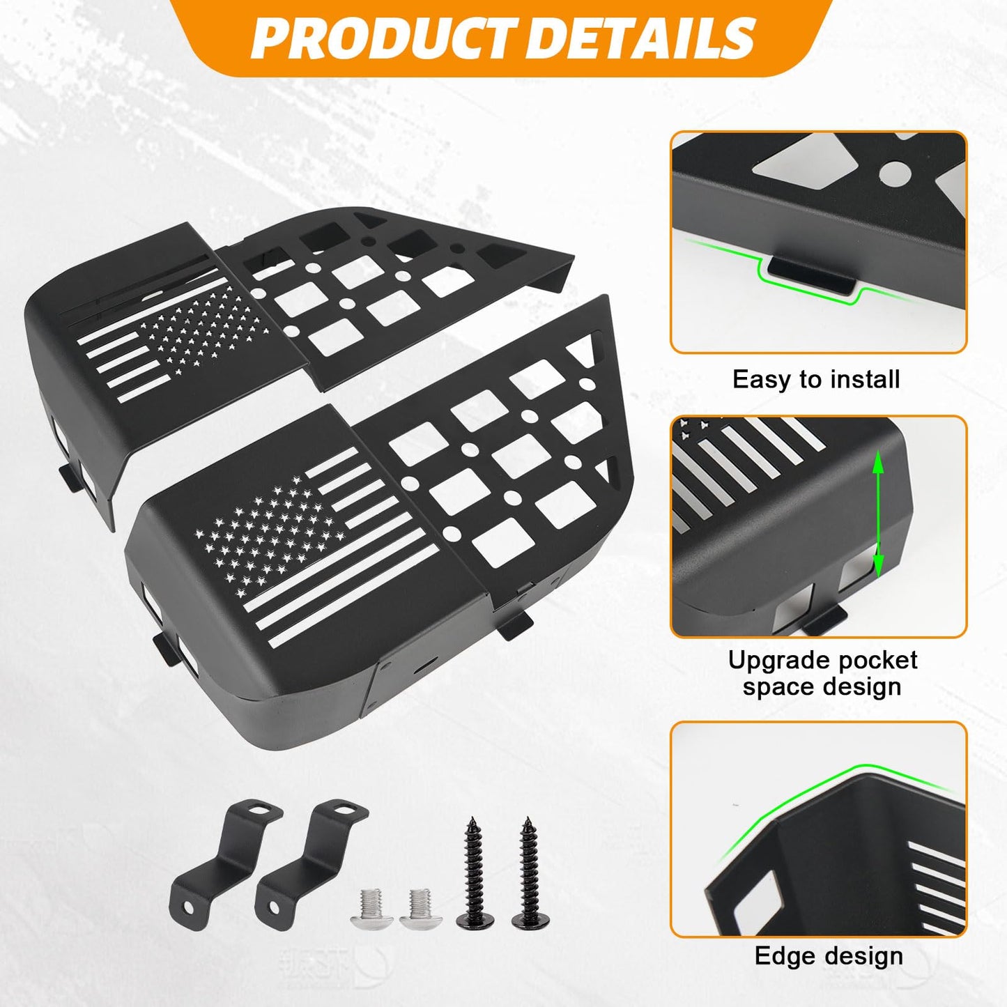 2PCS Metal Rear Door Side Insert Organizer Box for Replace Sagging Nets (18-24 Jeep Wrangler JL 4 Door)
