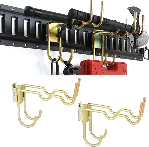 2-Pack E-Track Heavy Duty Shovel Hanger, Anti-Slip Double Layer J