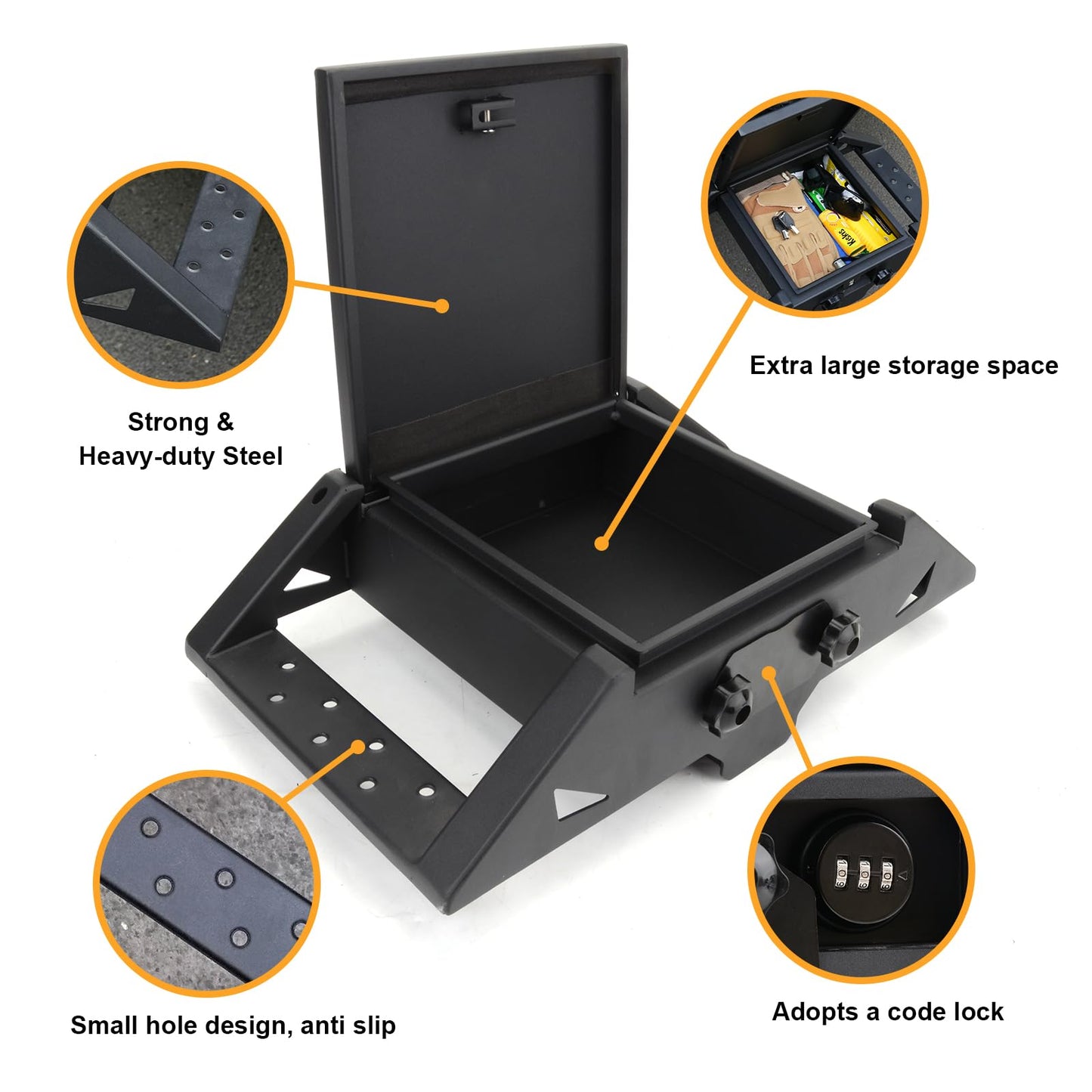 Anti-Theft Hitch Step for 2" Receivers - Secure Rear Bedstep with Bumper Protection - Lockbox Storage & All-Terrain Durability,for Trucks, SUV and More