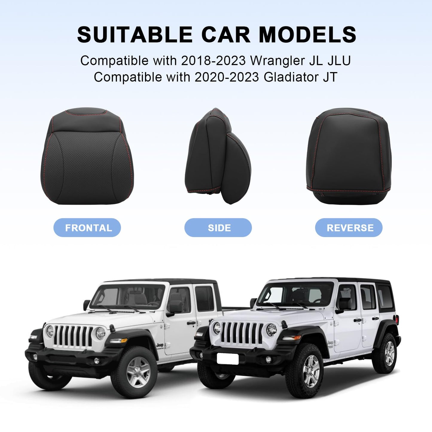 Red Side Rope Softness Driver Front Seat Headrest Neck Pillow (18-24 Jeep Wrangler JL 4 Doo & Gladiator JT)