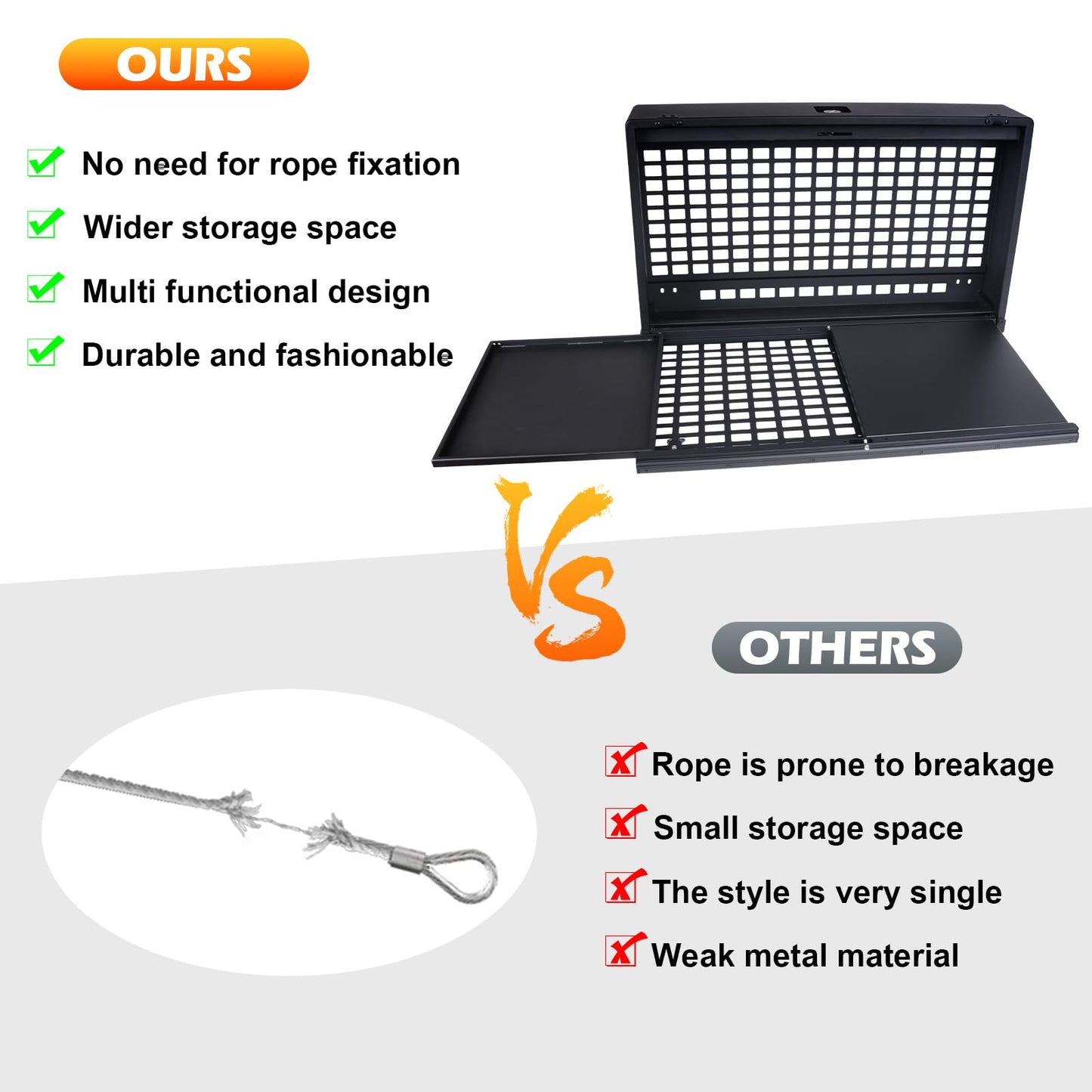 Tailgate Table Storage Lock Box Multi-Functional Rear Foldable Table Cargo Shelf Storage Molle Panel Camping Desk (21-25 Ford Bronco, Not Fit Bronco Sport)