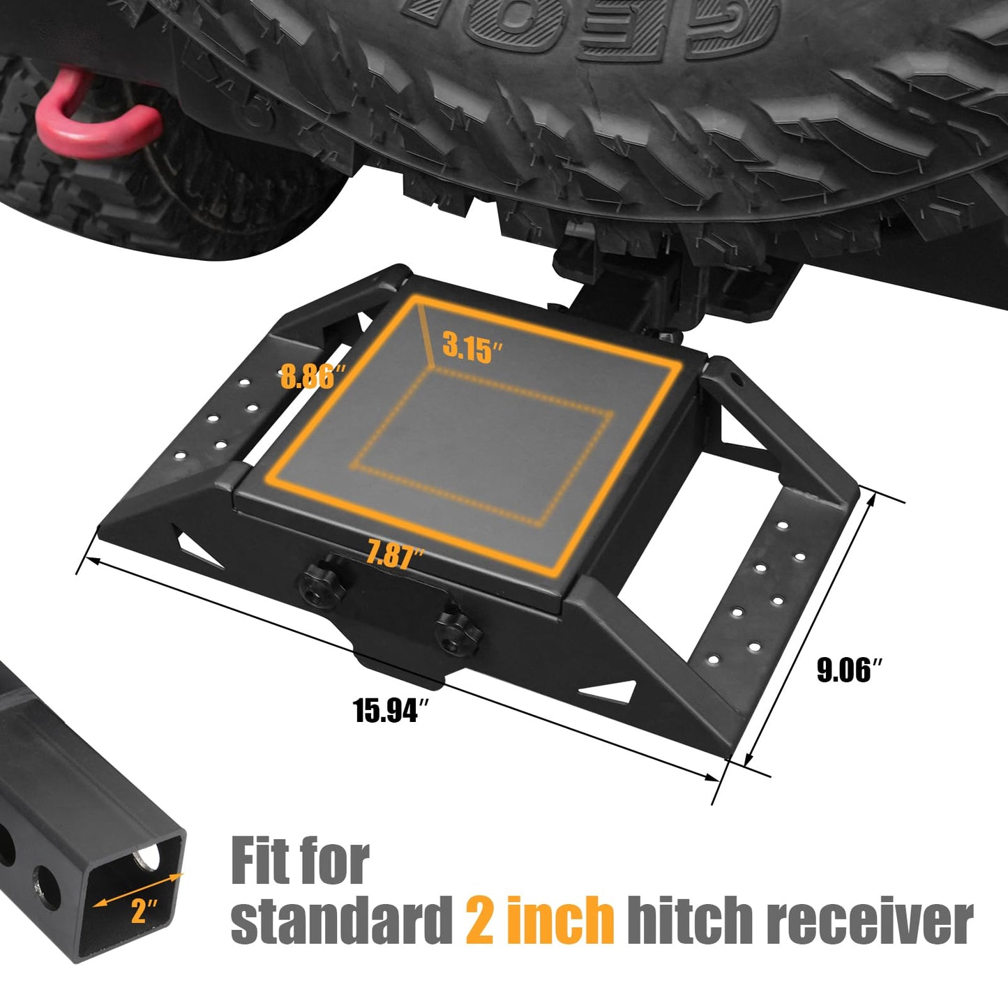 Anti-Theft Hitch Step for 2" Receivers - Secure Rear Bedstep with Bumper Protection - Lockbox Storage & All-Terrain Durability,for Trucks, SUV and More