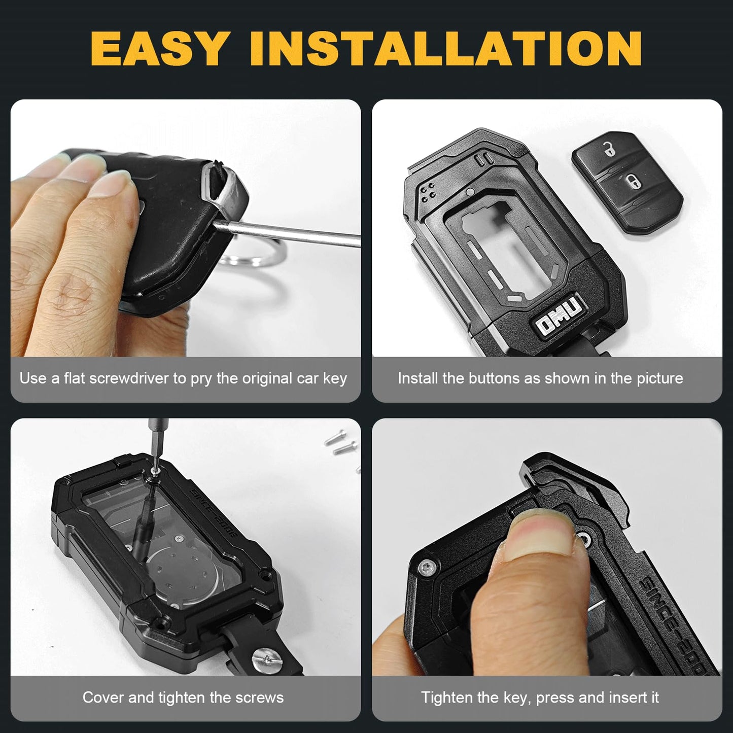 Genesis Series Metal Key Fob Cover Full Protection Key Case Shell Black (18-24 Jeep Wrangler JL / Gladiator JT)