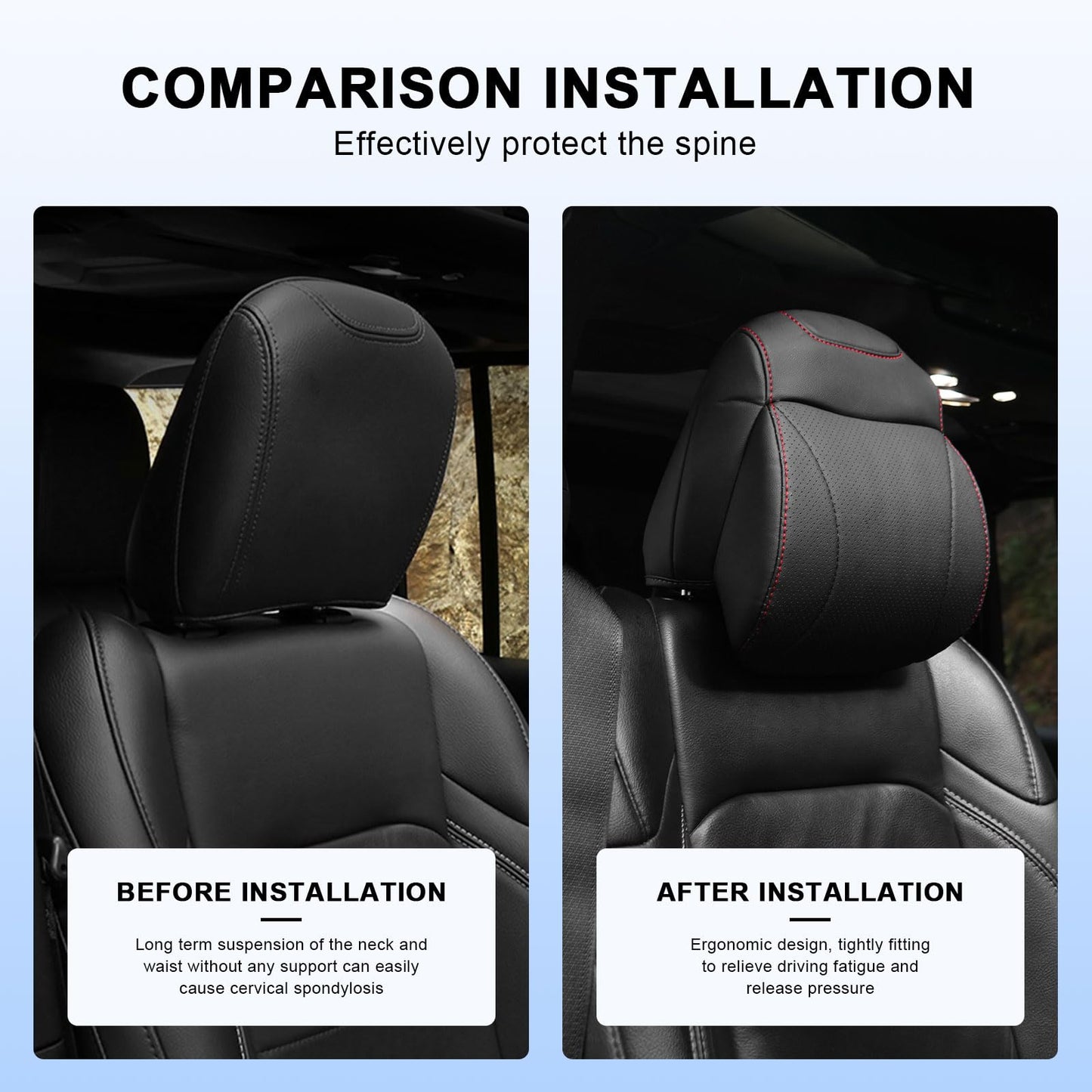 Red Side Rope Softness Driver Front Seat Headrest Neck Pillow (18-24 Jeep Wrangler JL 4 Doo & Gladiator JT)