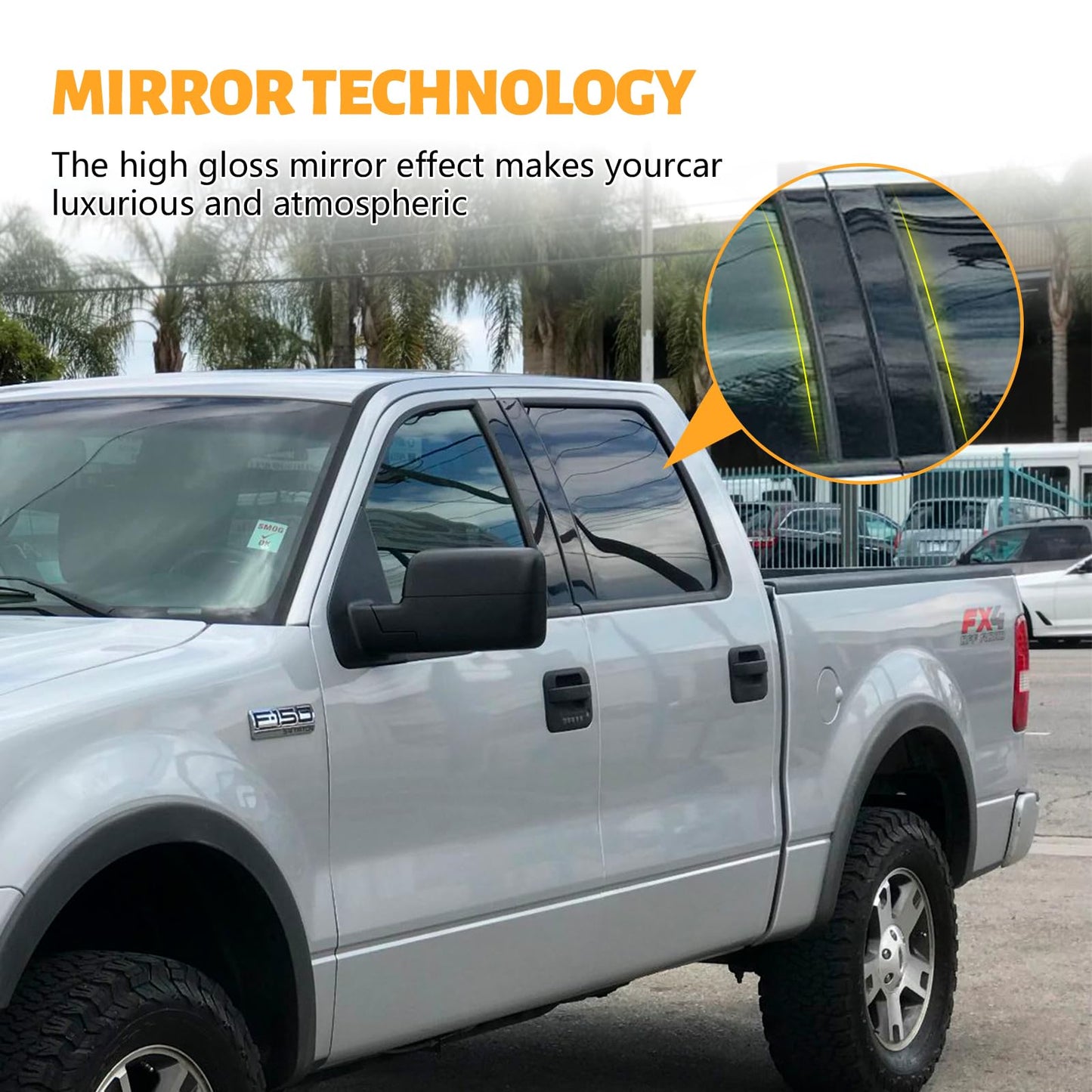 Pillar Posts Trim Kit Anti Scratch B Pillar Molding Glossy Black Cover Stickers Center Window Outer Pillar Post Panel Covers (Fit for 2004-2014 Ford F-150)
