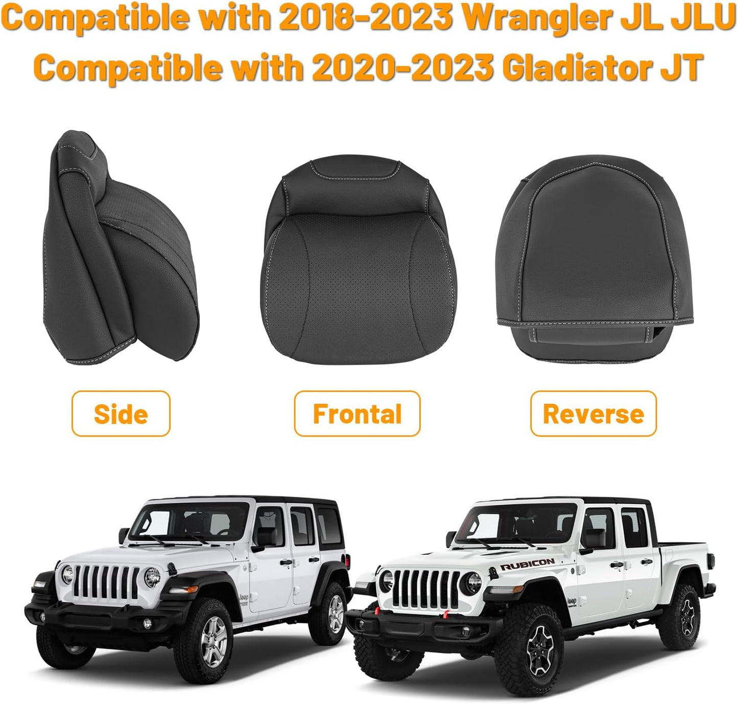 Grey Softness Driver Front Seat Headrest Pillow 100% Memory Foam and Breathable Cover (18-24 Jeep Wrangler JL 4 Door)