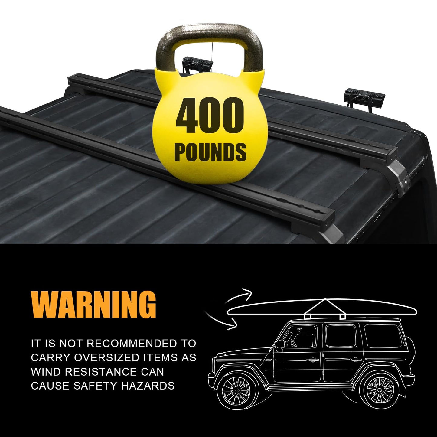 Aluminum Roof Rack Luggage Cross Bars (18-24 Jeep Wrangler JL JLU & Gladiator JT, Hardtop Only)