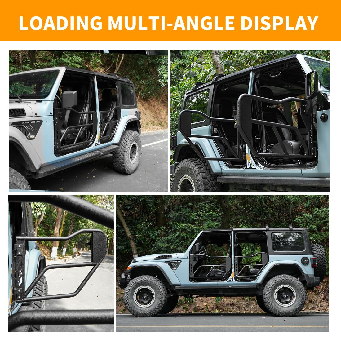Tubular Half 4 Doors with Side View Mirrors, Off-Road Steel Doors for Summer Trail Adventure(18-24 Jeep wrangler JL JLU, 20-24 Gladiator JT)