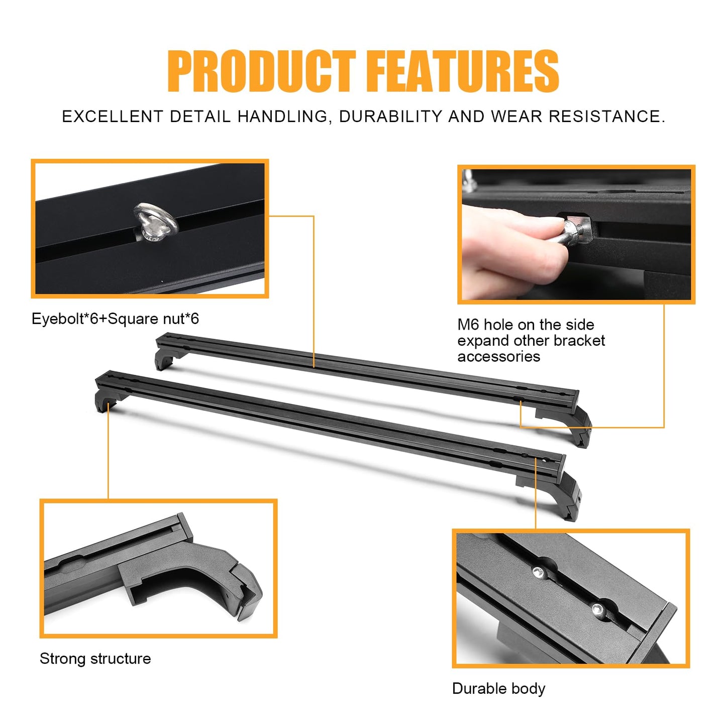 Aluminum Roof Rack Luggage Cross Bars (18-24 Jeep Wrangler JL JLU & Gladiator JT, Hardtop Only)