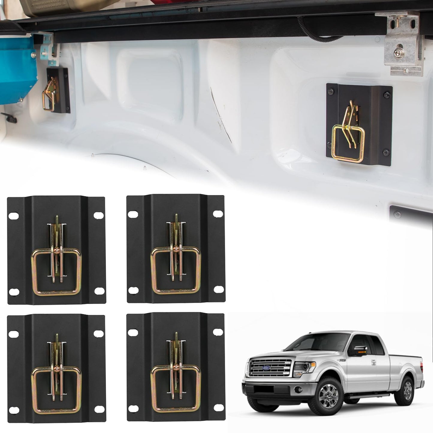 4Pcs F150 Truck Bed Tie Down Anchor Boxlink Cleats Tie Down Bracket Plates for Ford 2015-2025 F150 F250 F350 & Raptor Car Accessories Replace
