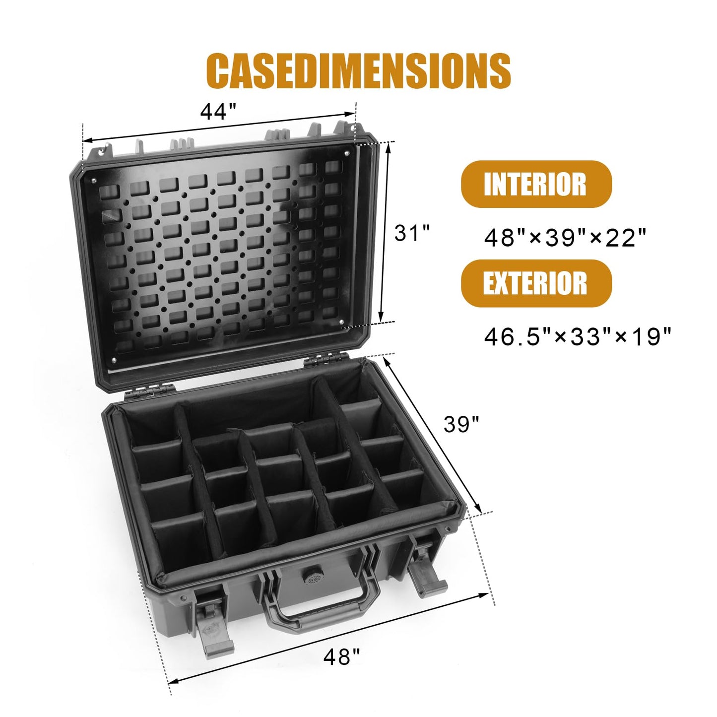 Waterproof Hard Case with MOLLE System - Portable Tactical Storage Box for Cameras, Drones, Hunting, Military
