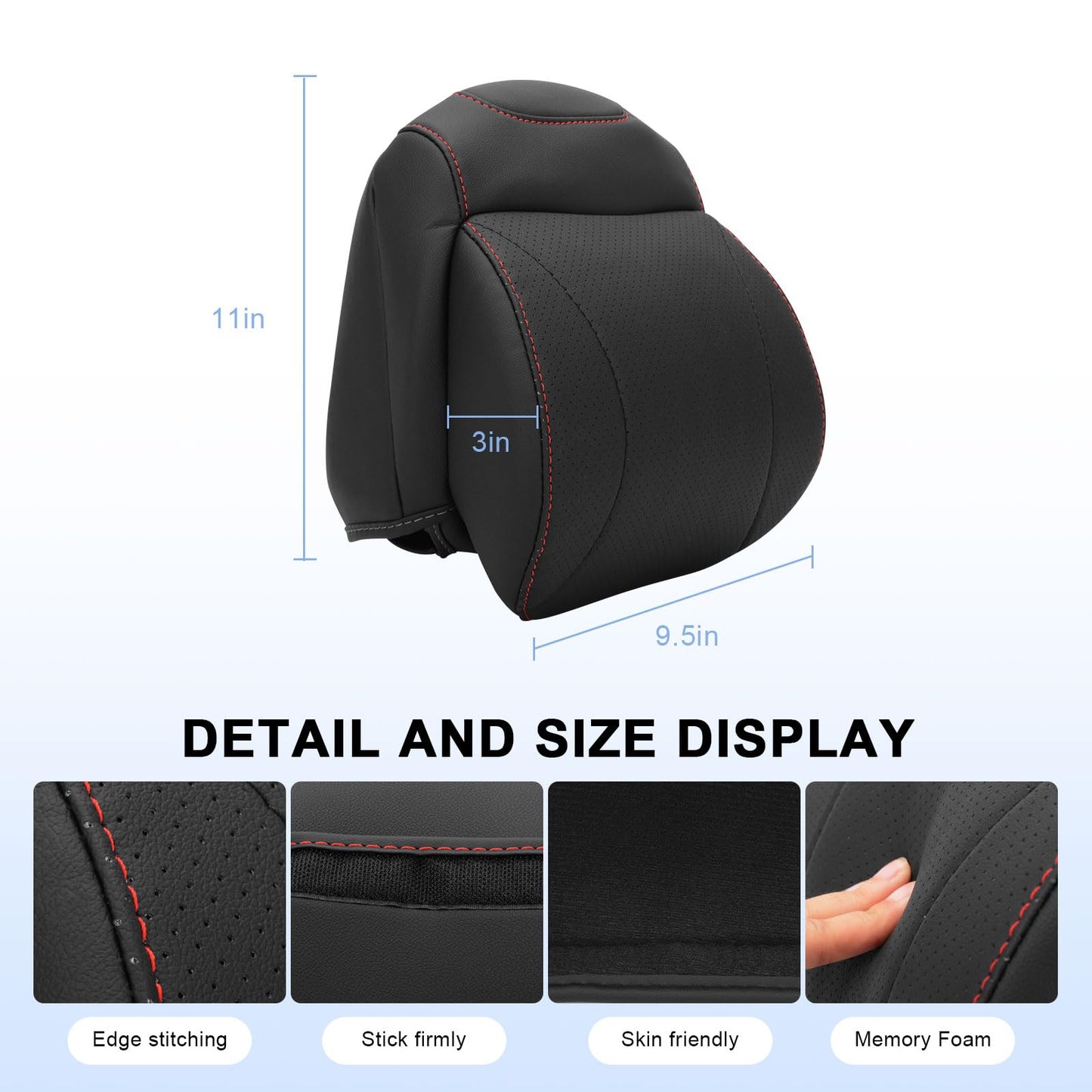 Red Side Rope Softness Driver Front Seat Headrest Neck Pillow (18-24 Jeep Wrangler JL 4 Doo & Gladiator JT)