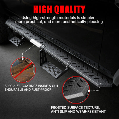 Running Boards Compatible with Ford Bronco 4 DoorS 2021-2024 (NOT Fit for Sport), Two Stairs Side Steps Fit for Bronco, Anti-Slip Drop Down Rock Sliders Step Bars Black