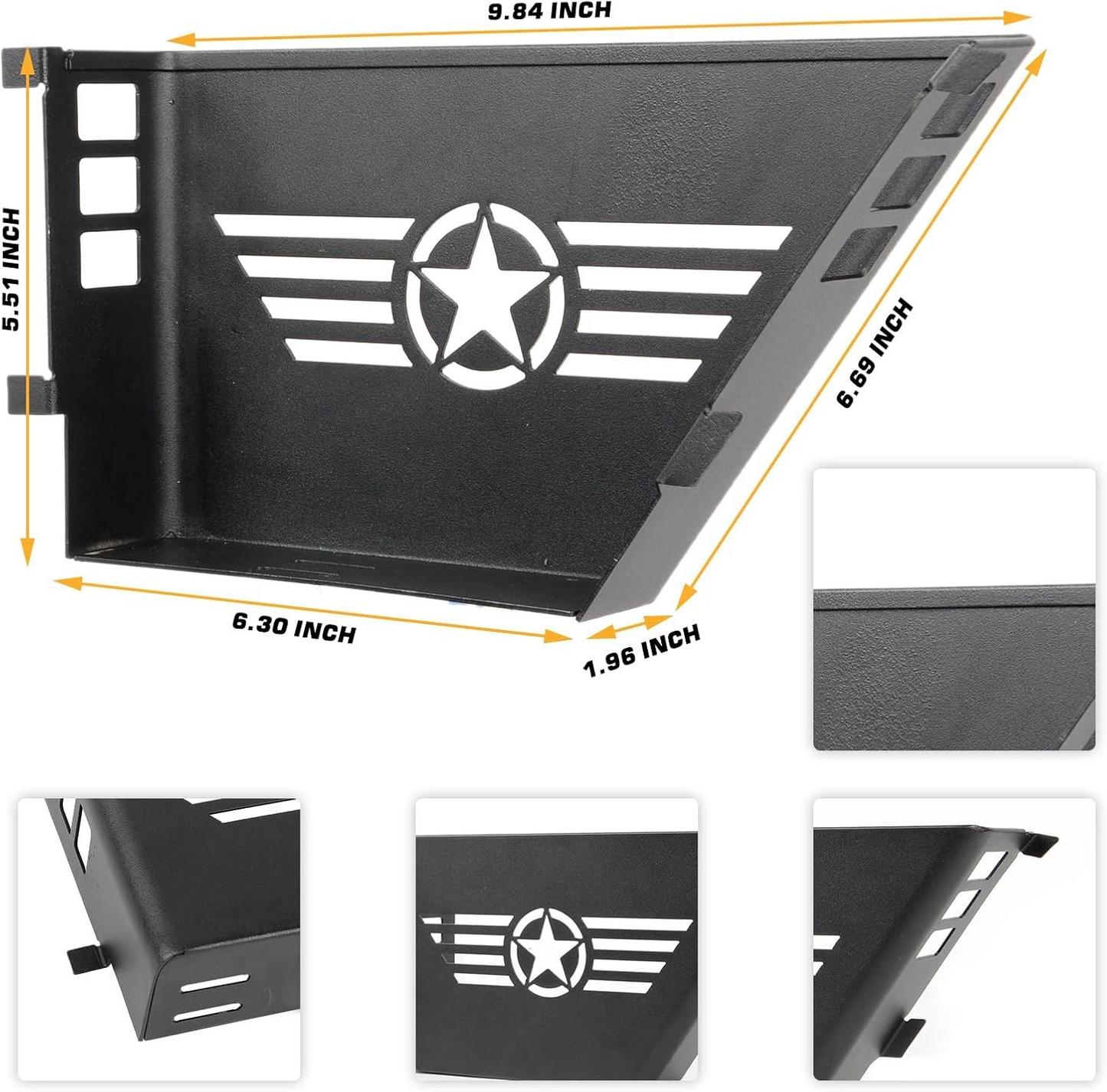 FUNY Metal Rear Door Storage Box, Door Side Insert Organizer Box Pockets for 2007-2018 Jeep Wrangler JK JKU 4 Door 2pcs