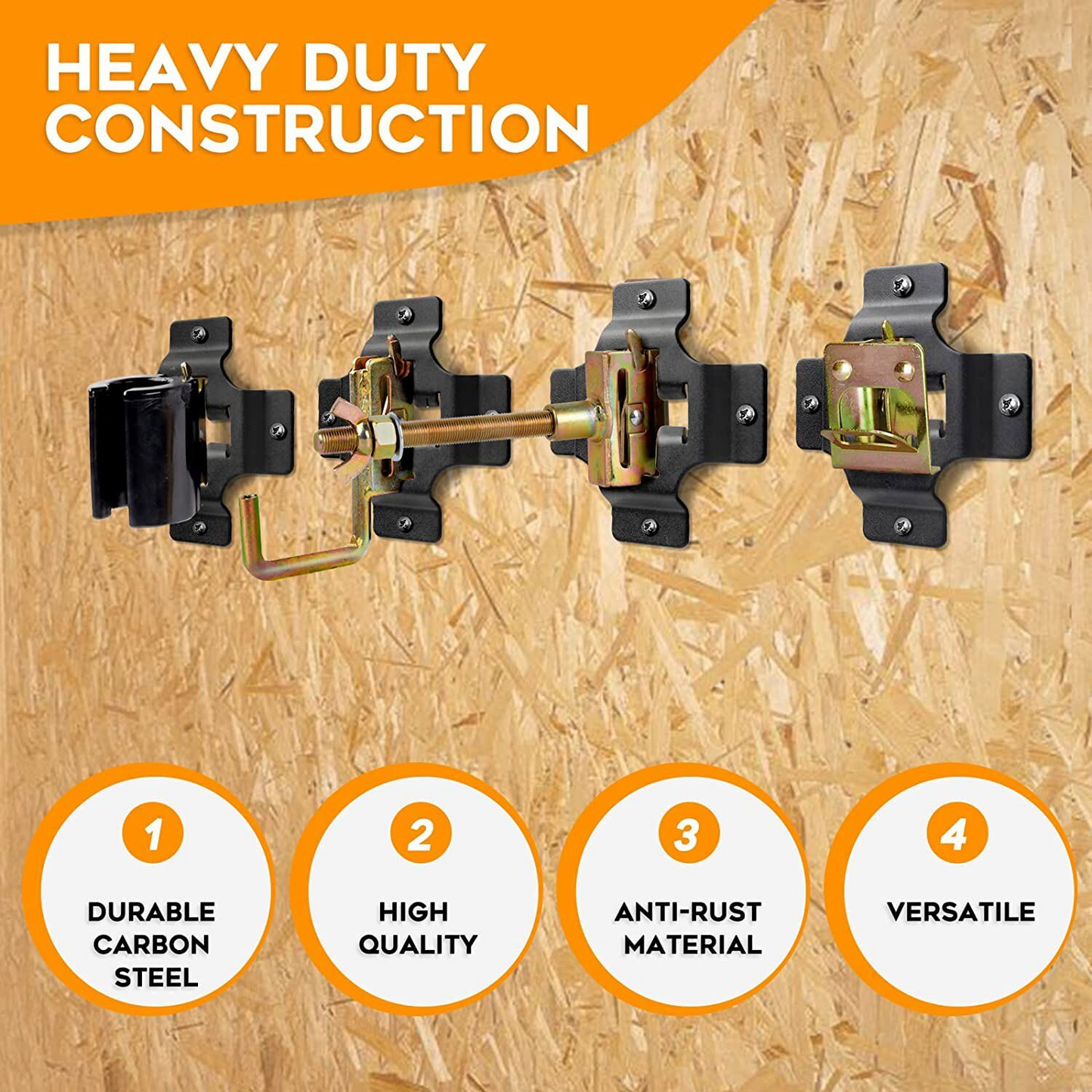 MAIKER 4 E-Track Tie Down Mini Trailer Plates Heavy Duty Black Steel with Horizontal & Vertical Slots for for E-Track Ratchet/Cam Straps Trucks Vans Trailers Boats Pickups