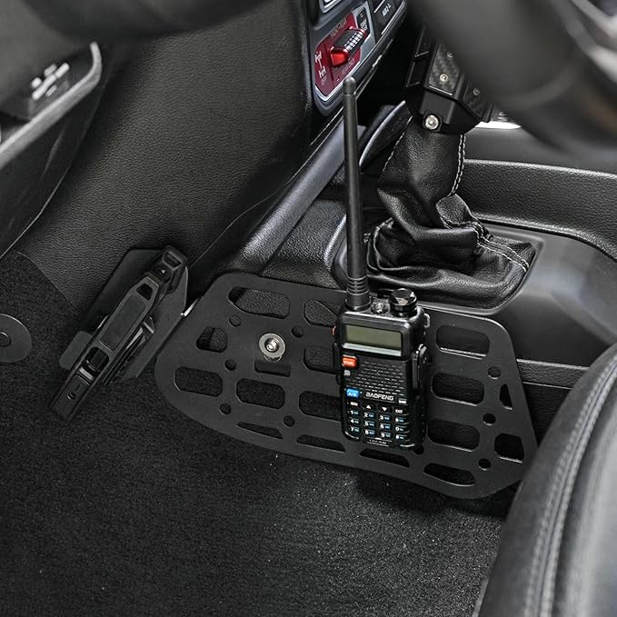 Gun Holder with Molle Panel (18-24 Jeep Wrangler JL) Polymer Fast Holster Center Console Metal Pistol Holster Available for Glock 9mm/SW40/357/G17/G19/P320