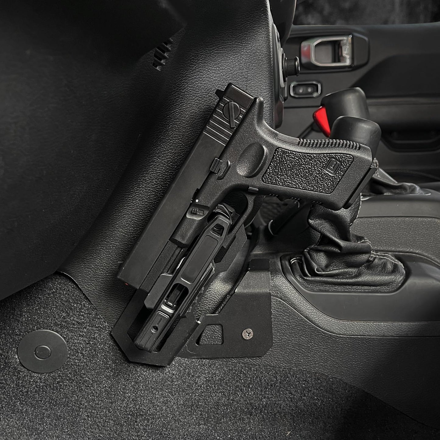 Center Console Metal Gun Holder for Double Stack Glock 9mm/SW40/357 Pistols (18-24 Jeep Wrangler JL & Gladiator JT)