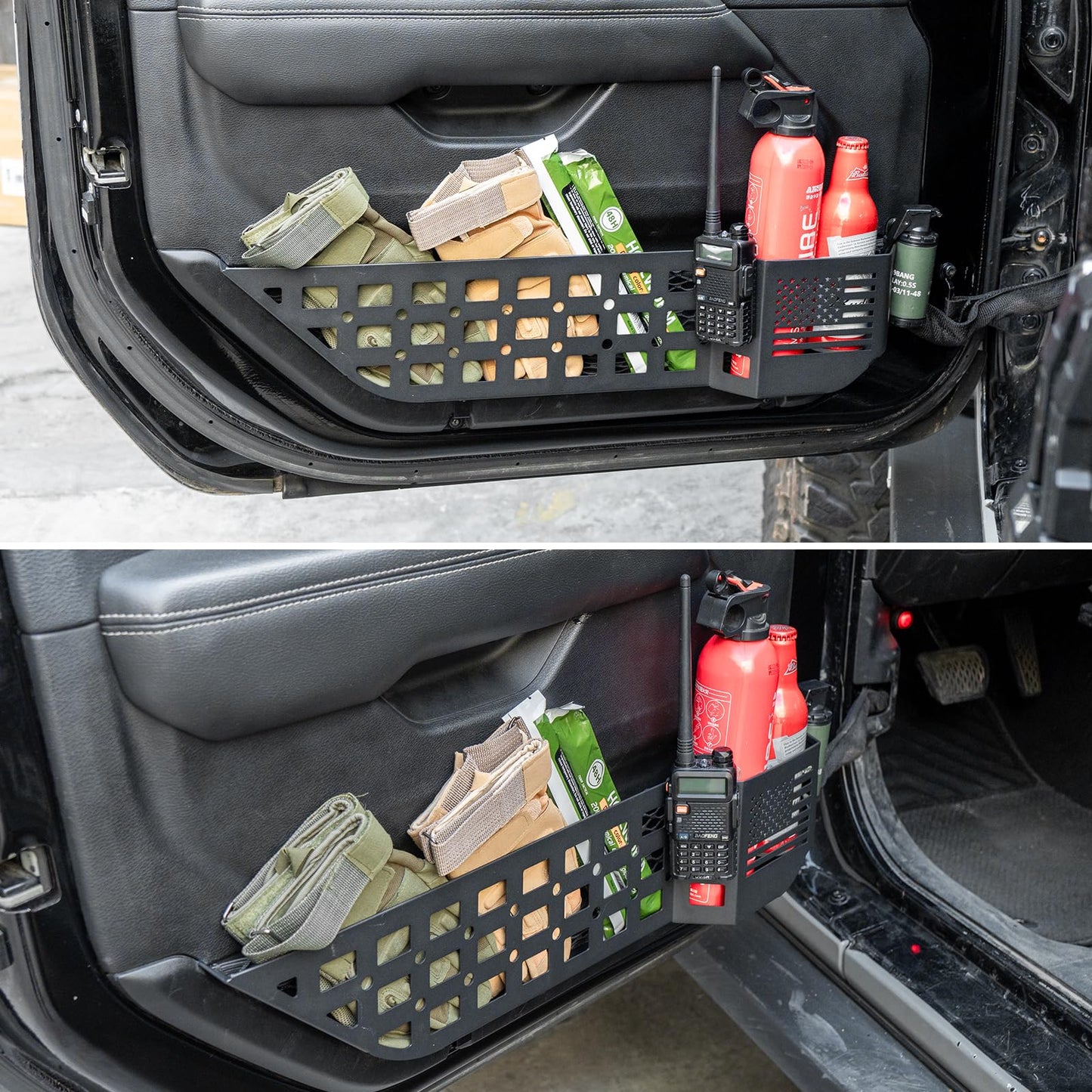 2PC Metal Front Door Pocket Storage Box (18-24 Jeep Wrangler JL JLU 4XE & 18-24 Gladiator JT & 20-24 Rubicon Sport Sahara, Not Fit Power Seats)