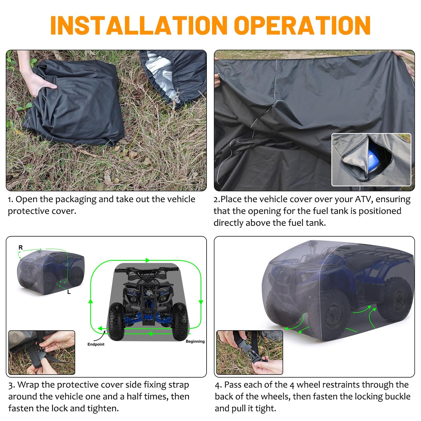 1000D ATV All-Weather Protection Waterproof Heavy Duty Oxford 4 Wheeler Cover (Polaris Yamaha Suzuki Honda)
