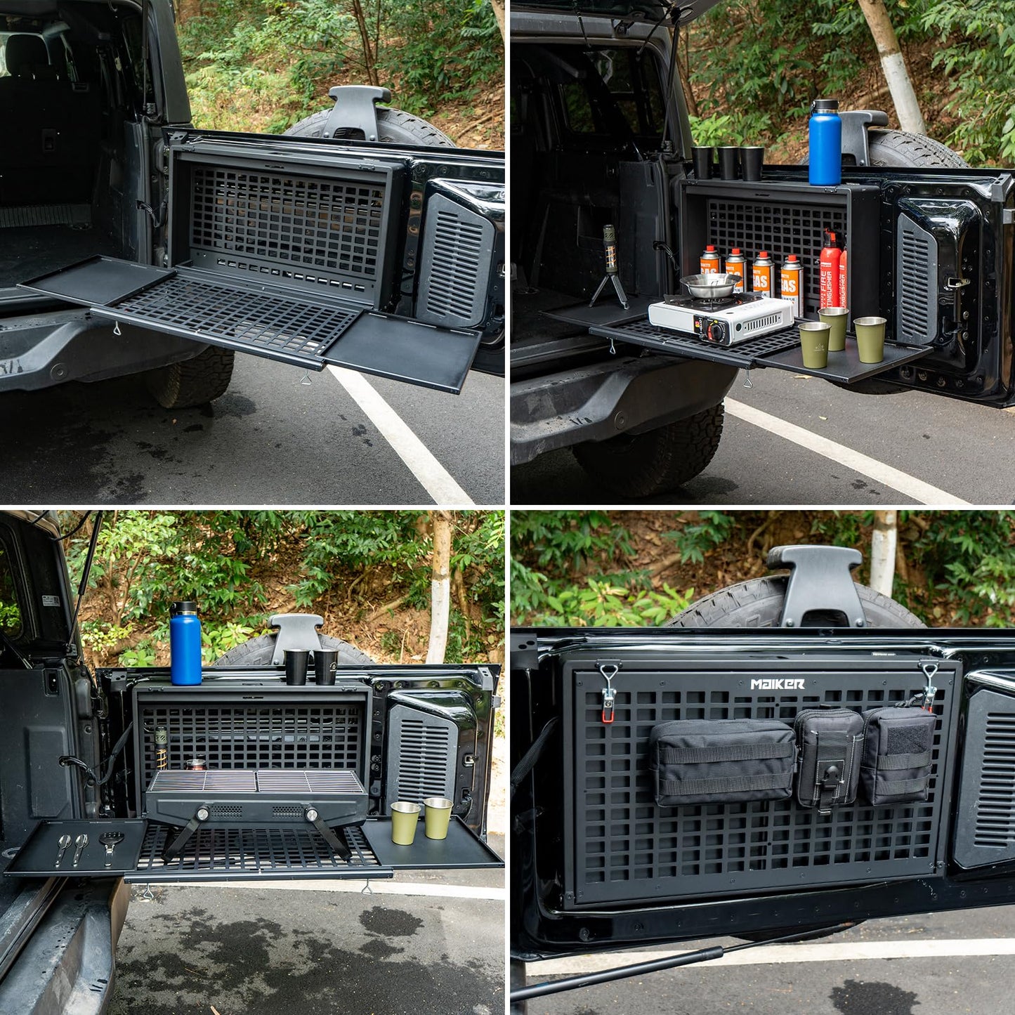 Tailgate Table Storage Lock Box Multi-Functional Rear Foldable Table Cargo Shelf Storage Molle Panel Camping Desk (21-25 Ford Bronco, Not Fit Bronco Sport)