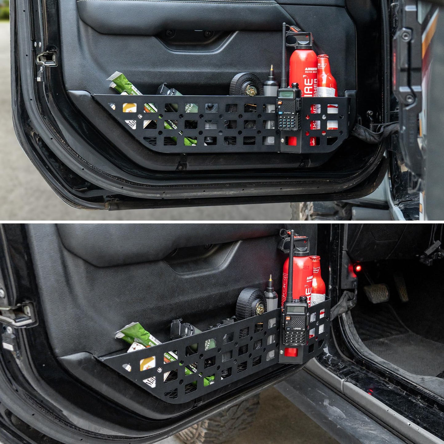 2PCMetal Front Door Storage Box Pockets (18-24 Jeep Wrangler JL JLU 4XE & 20-24 Gladiator JT, Not Fit Power Seats)