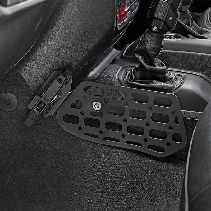 Gun Holder with Molle Panel (18-24 Jeep Wrangler JL) Polymer Fast Holster Center Console Metal Pistol Holster Available for Glock 9mm/SW40/357/G17/G19/P320