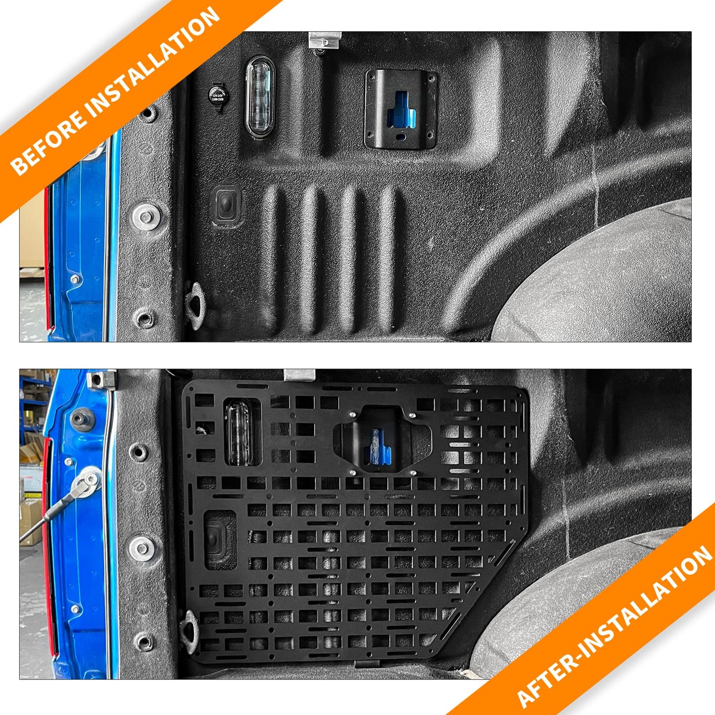 2PCS Side Bed Molle Panel Rack System Cargo Storage Organizer (15-22 Ford F150 & Jeep Gladiator JT)