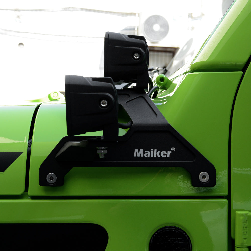 MAIKER Soportes de montaje de luz de trabajo LED para parabrisas inferior doble para Jeep Wrangler JL/JLU y Gladiator JT 2018-2022, 1 par, negro (no para Mojave y 392)