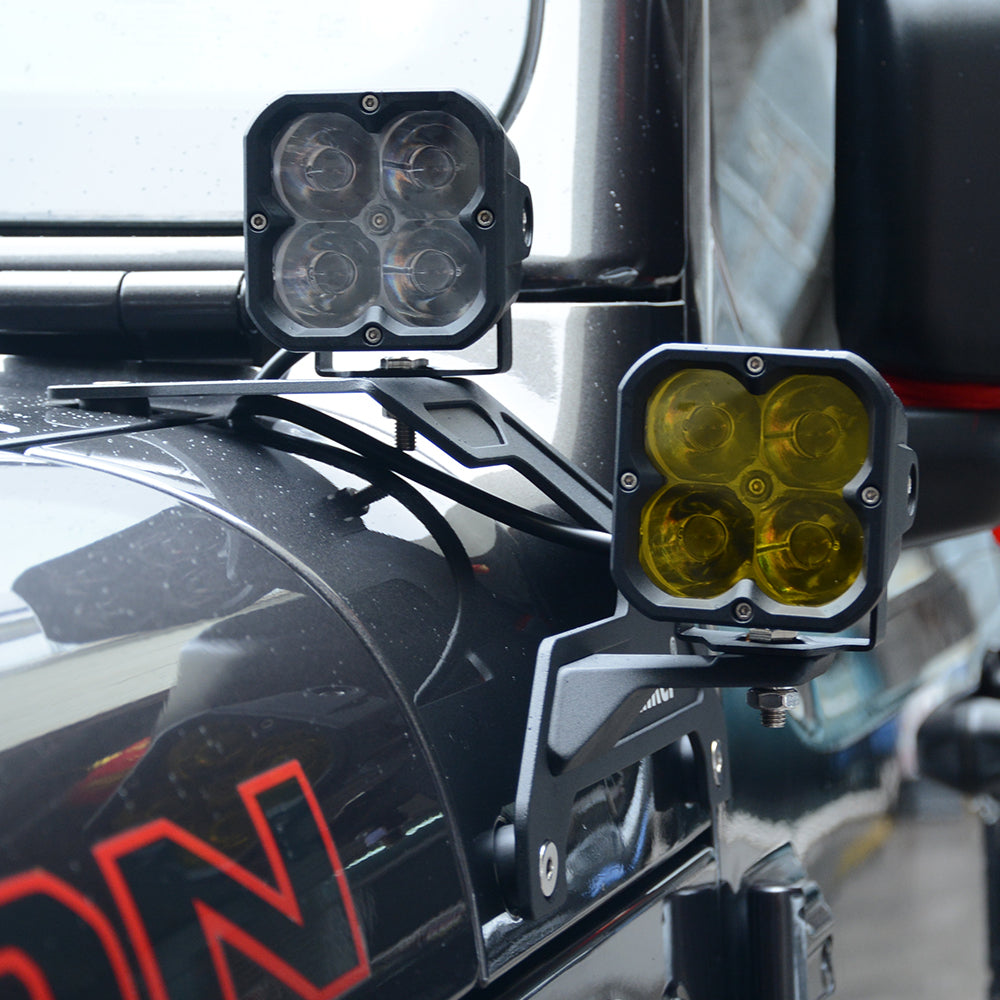 MAIKER Soportes de montaje de luz de trabajo LED para parabrisas inferior doble para Jeep Wrangler JL/JLU y Gladiator JT 2018-2022, 1 par, negro (no para Mojave y 392)