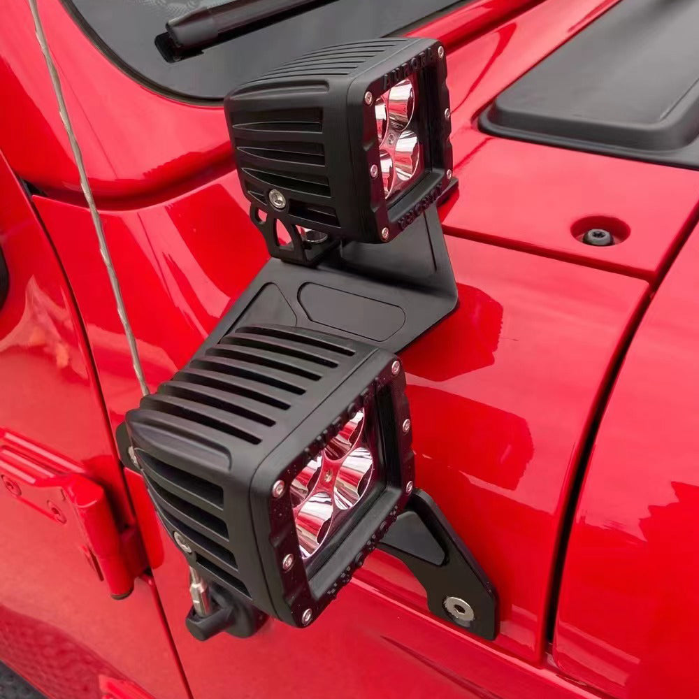MAIKER Soportes de montaje de luz de trabajo LED para parabrisas inferior doble para Jeep Wrangler JL/JLU y Gladiator JT 2018-2022, 1 par, negro (no para Mojave y 392)