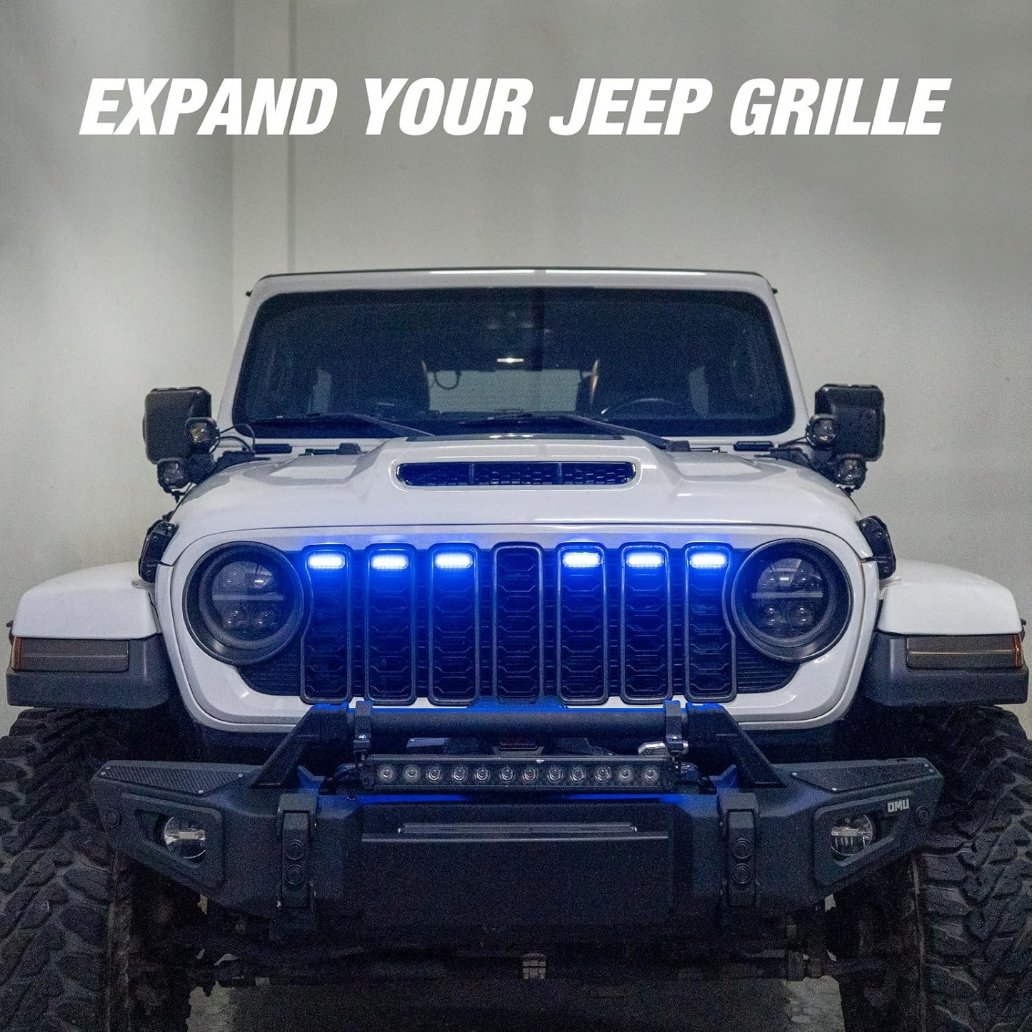 MAIKER RGB LED Grille Lights Compatible with 2024-2025 Jeep Wrangler JL JLU JT Original Factory Grille, 6PCS RGB Adjustable Atmosphere Exterior Grill Lights Remote APP Control
