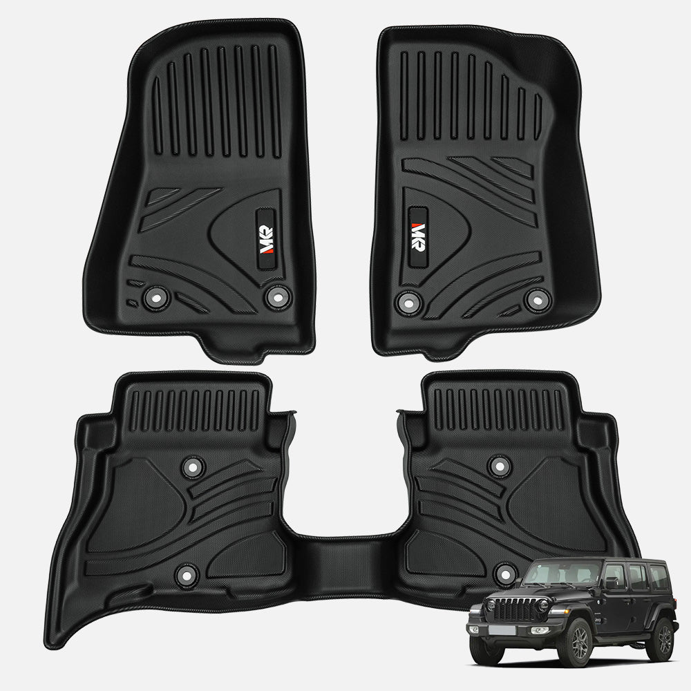 3PCS Non-Slip Durable TPE ECO Car Floor Mat (21-24 Jeep Wrangler JL 4xe , Not for 2 Door and JL Unlimited Models)